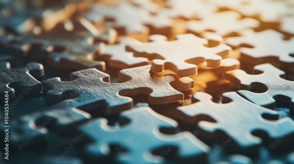 Poster A dynamic portrayal of a jigsaw puzzle being assembled, with pieces gradually falling into place, symbolizing the complexity and interconnections in modern life