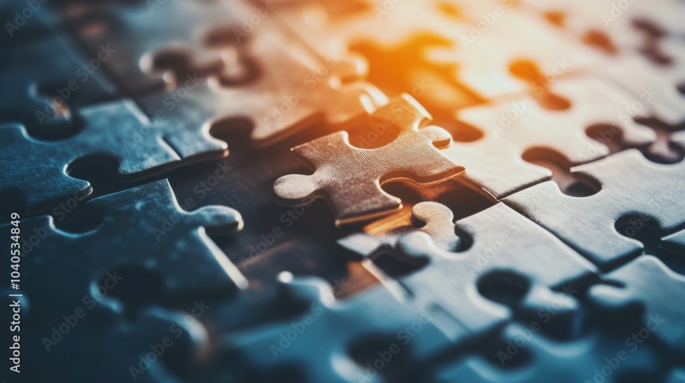 Poster A dynamic portrayal of a jigsaw puzzle being assembled, with pieces gradually falling into place, symbolizing the complexity and interconnections in modern life
