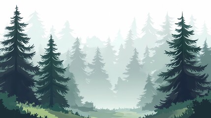 Dense fog in an autumn forest, with golden leaves and soft light filtering through the trees, creating a serene and peaceful mood.