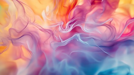 Fototapeta premium Abstraction in soft pastel colors. The interweaving of smooth lines and translucent layers creates a feeling of movement and lightness. The main colors are pink, purple, yellow and blue.