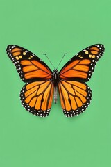 Naklejka premium Monarch butterfly on green