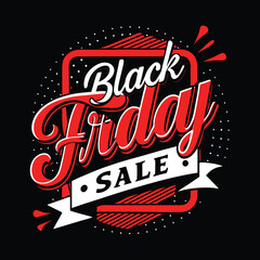 Flat Black Friday sale banner with stylize red text. Generative AI.