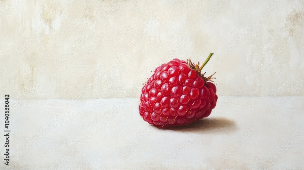 Poster A Single Ripe Raspberry on a White Canvas