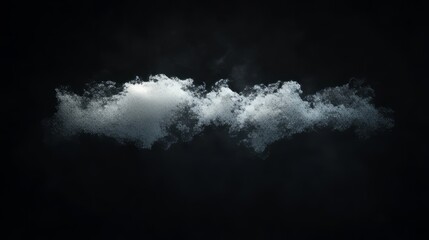 Obraz premium Soft white cloud with delicate edges, hovering on a black background, highly detailed and billowy 