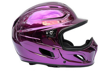 Fototapeta premium Purple Baseball Helmet isolated on transparent background, png file, no background png file