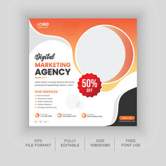 Digital marketing agency social media post and web banner template