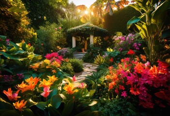 lush garden textures featuring vibrant compositions colorful plants natural elements stunning visual display, colors, greenery, blooms, foliage, landscape