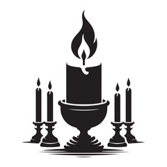 Candle flame silhouette  vector black color white background 