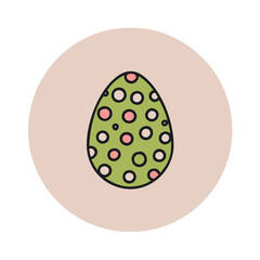 Fototapeta premium Colorful illustrated Easter egg with polka dots on a minimalistic pastel background