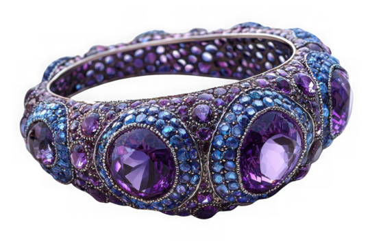 Purple cuff bracelet isolated on transparent background, png file, no background png file