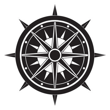 recommend clip art: Compass silhouette  vector black color white background 