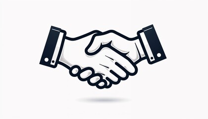 Handshaking in a business context with a simple design on a white background