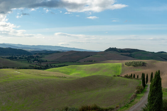 Paysage de toscane vallon&eacute;es de la r&eacute;gion de sienne