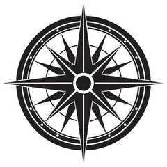 Compass silhouette  vector black color white background 