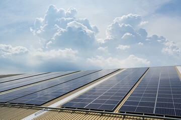the rooftop of factory warehouse. renewable energy of photovoltaic for reduce energy and carbon...