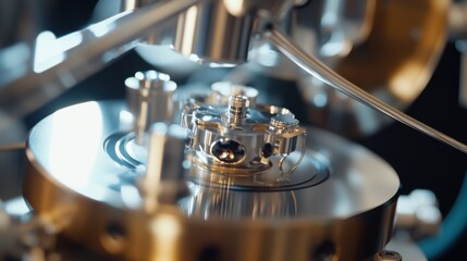 A detailed close-up of a quantum sensor for gravitational waves, demonstrating ultra-sensitive detection capabilities, Quantum technology style