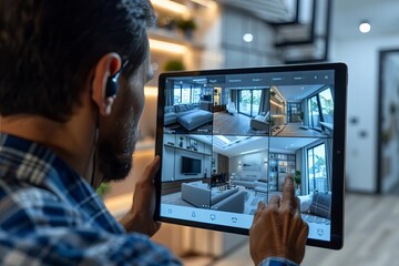 Virtual Open House: Real Estate Agent Giving Live Online Tour of Property Using Tablet and Smart Conference Call Setup