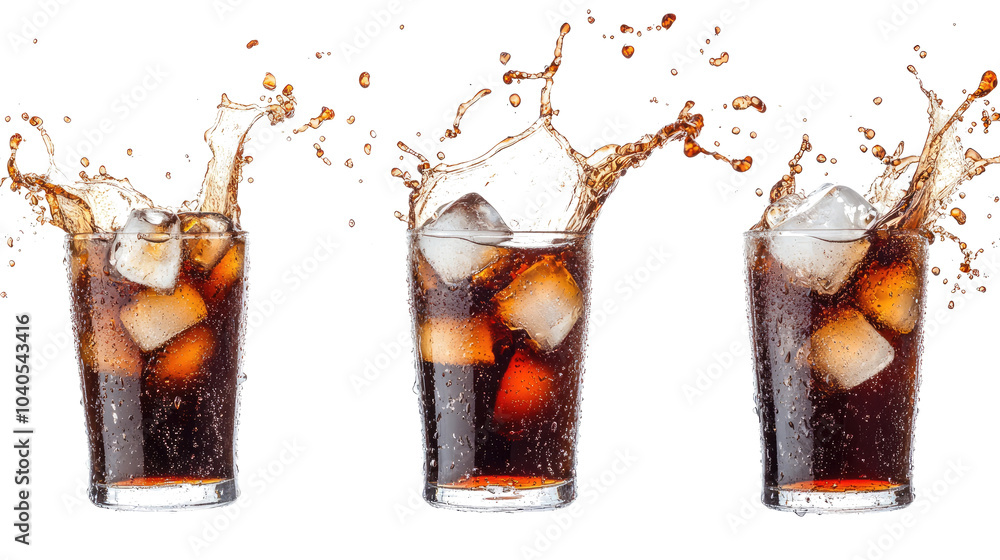 Aufkleber soda glasses with ice on a clear background generative ai