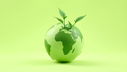 Green business investment finance, globe with plant isolated with white highlights, png