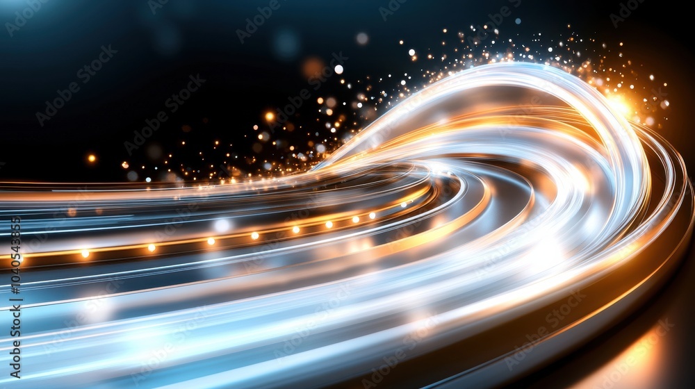 Poster vibrant bokeh lights with dynamic flowing motion