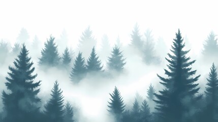 Obraz premium Foggy morning in an autumn forest, with orange and yellow leaves on the trees, creating a peaceful and calming seasonal landscape.