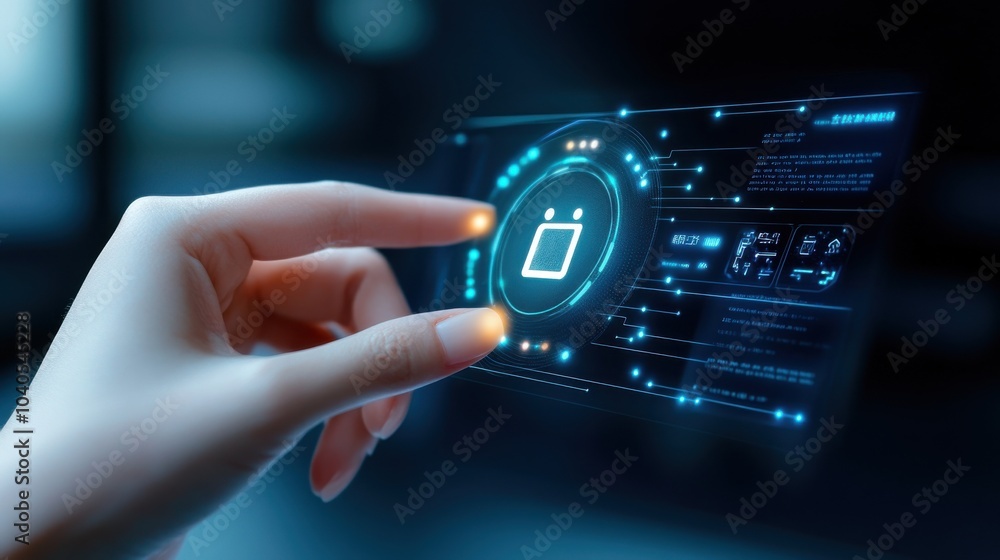 Poster modern hologram interaction with virtual interface