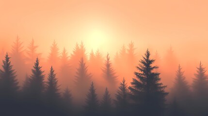 Obraz premium Autumn trees hidden in thick fog, with a path covered in golden leaves, creating a serene and mysterious fall forest atmosphere.