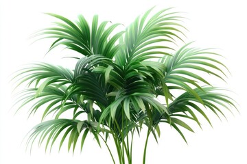Fototapeta premium Green palm tree leaves on white background.