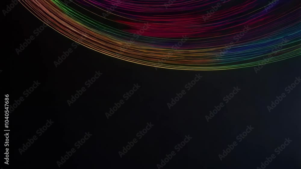 Poster experience a graceful display of abstract, colorful lines that flow seamlessly across the screen, cr