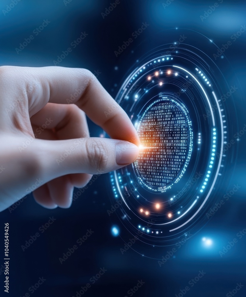 Poster hand interaction with digital interface concept