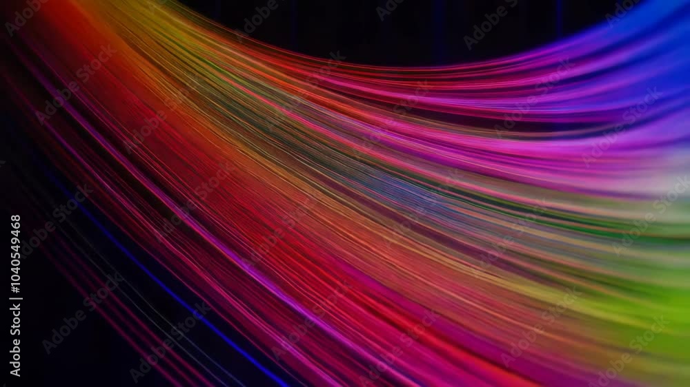 Aufkleber experience the calming flow of colorful lines that gracefully move across a dark space, creating a t