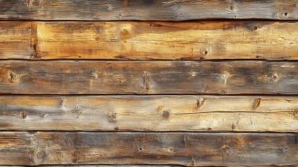 Naklejka premium Wooden wall with deep grain, knots, and weathered surface