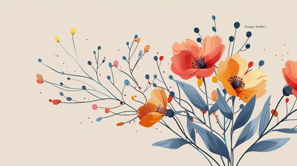 Minimalist floral pattern in vector art, in stylish typography