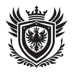 Shield emblem silhouette  vector black color white background 