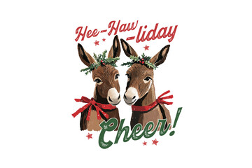 Hee-haw-liday cheer, Hand Drawn Christmas Farm Sublimation