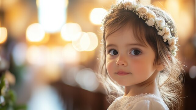 Topic divine ceremony: child baptism in church, infant christening