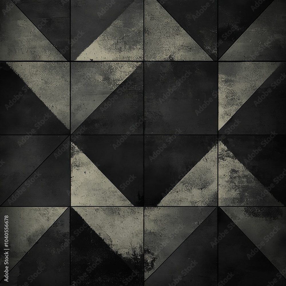 Poster abstract geometric pattern of dark textured tiles arranged in a modern design on a surface