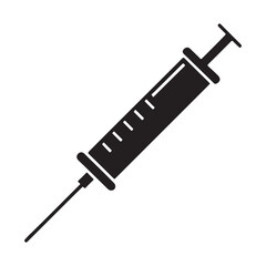 Fototapeta premium Syringe Silhouette vector line art black color white background