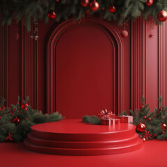 Blank Christmas Podium Stage for Holiday Display