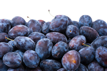 Fresh plums background. Top view. Organic food.