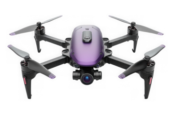 Purple drone taxi isolated on transparent background, png file, no background png file