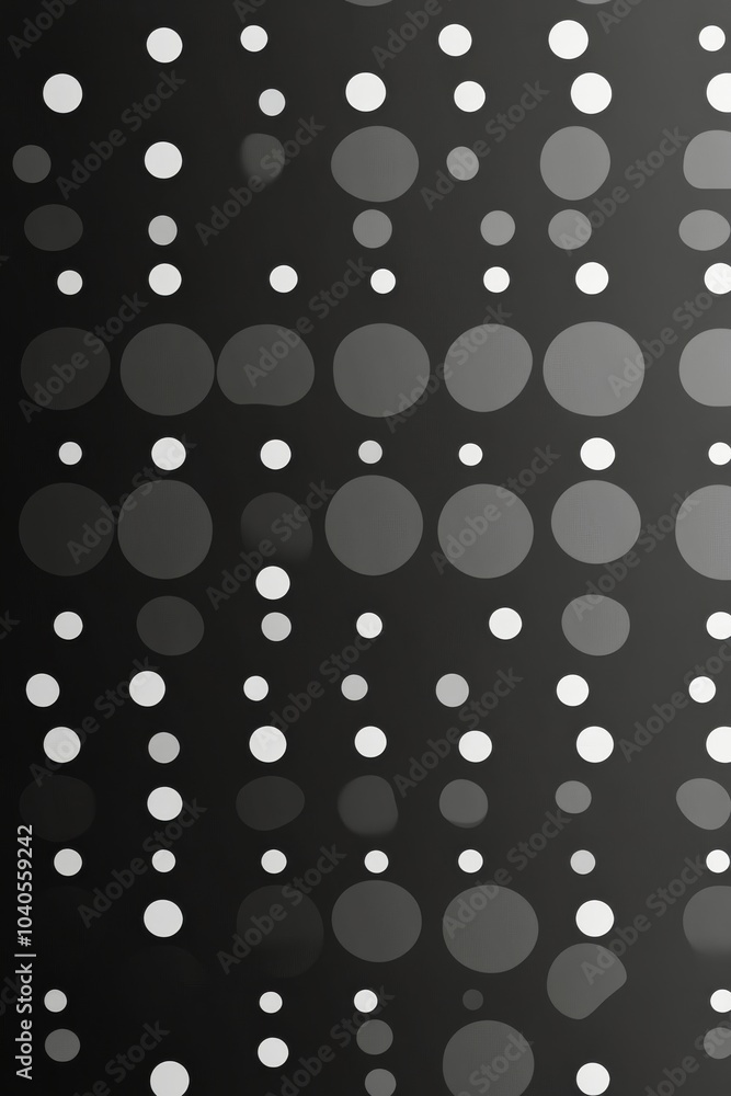 Poster abstract design featuring circles in various sizes on a dark background