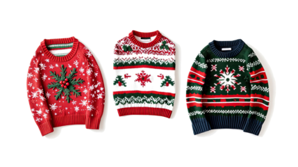 Charming Collection of Three Festive Christmas Sweaters Generative AI