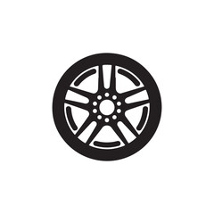 Obraz premium Car wheel silhouette vector illustration