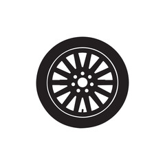 Obraz premium Car wheel silhouette vector illustration