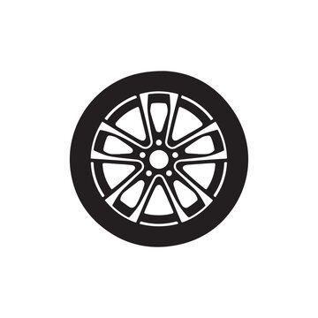 recommend clip art: Car wheel silhouette vector illustration