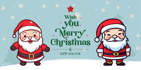 Christmas Banner with Winter Characters - Cute and Funny Christmas for Kids with Lettering
