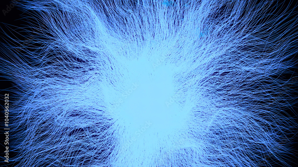 Canvas Prints disappearance of energy lines in space. design. bright glowing stream of energy threads on black bac