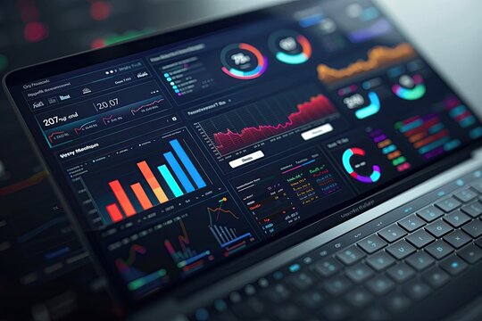 Modern 3D finance dashboard, real-time stock tracking, colorful