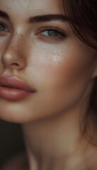 Fototapeta premium Close-up portrait of a serene woman with beautiful